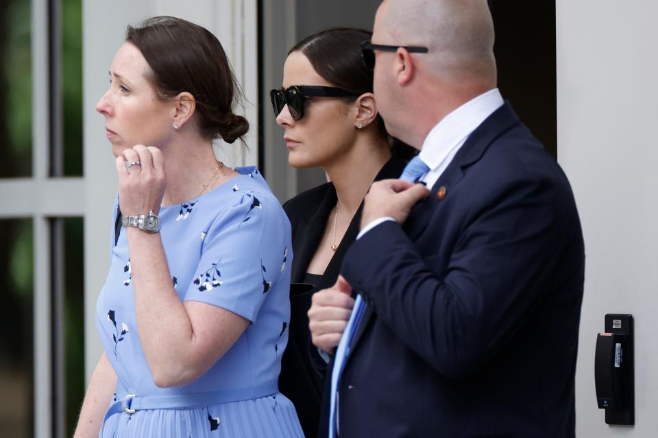 Naomi Biden (C), daughter of Hunter Biden, leaves the J. Caleb Boggs Federal Building on June 07, 2024 in Wilmington, Delaware. The trial for Hunter Biden's felony gun charges continues today with additional witnesses. (Photo by Kevin Dietsch/Getty Images)