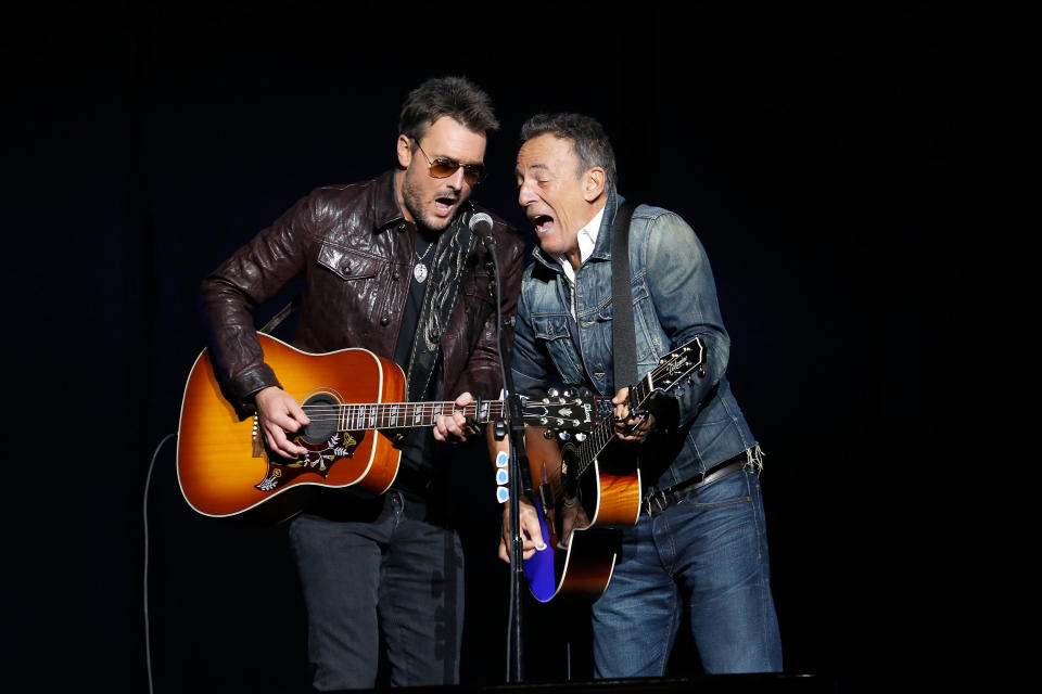 Eric Church and Bruce Springsteen performed together at the event.&nbsp; (Photo: Brian Ach via Getty Images)