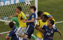 <p>Yuya Osako scores the winning goal for Japan </p>