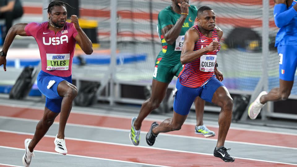 Coleman finishes ahead of Lyles in Glasgow. - Andy Astfalck/BSR Agency/Getty Images