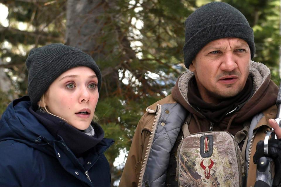 Jeremy Renner with Marvel co-star Elizabeth Olsen in Wind River (Rex)