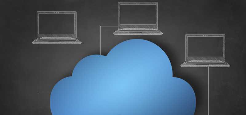 A diagram of laptops connected to a cloud.