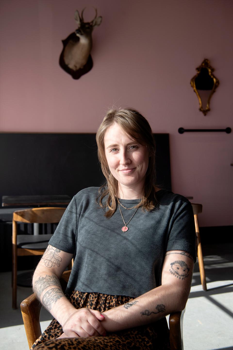 Ashlyn Sholar, owner and barista at Bad Manners Coffee in West Asheville, December 15, 2023.