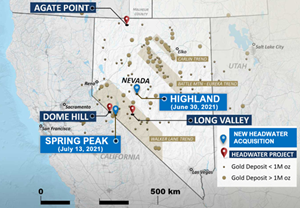 Location of the Spring Peak Project and other Headwater Nevada projects