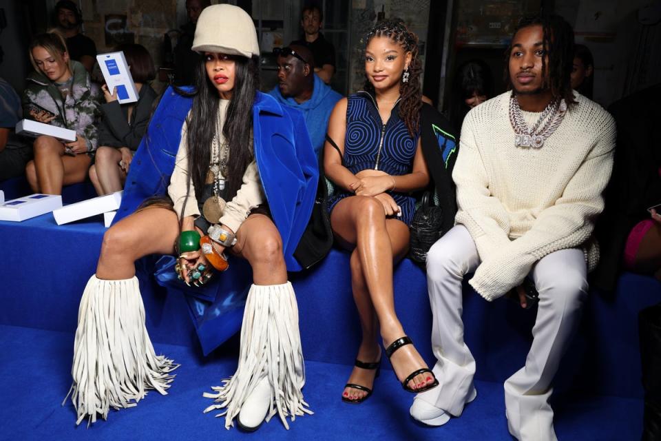 Erykah Badu, Halle Bailey and Darryl Granberry FROW at the Off-White show (Getty Images)