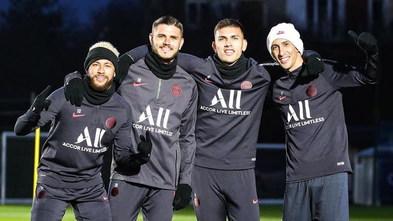 Neymar, Icardi, Paredes y Neymar, grandes amigos del PSG. Crédito: Instagram