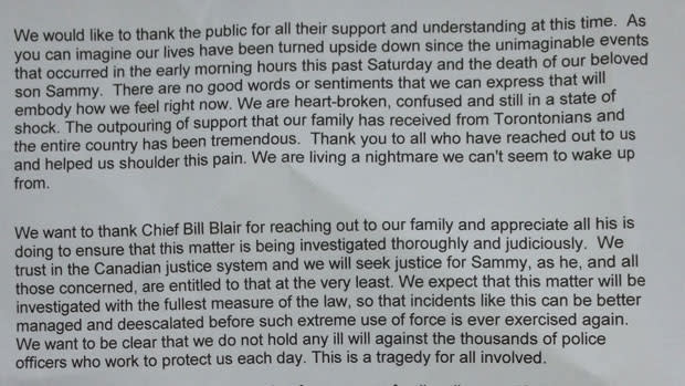 Yatim family statement 