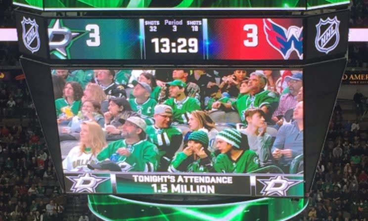 Die Dallas Stars machten sich über Präsident Trump lustig (Foto: twitter.com/@unlikelyfanatic)