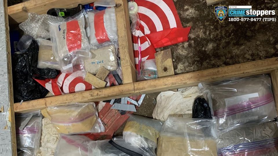 The NYPD says a large quantity of fentanyl and other narcotics were discovered in a trap floor in the play area of the day care center. - From NYPD News/X