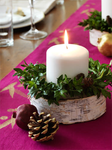 Birch and Boxwood Candleholder