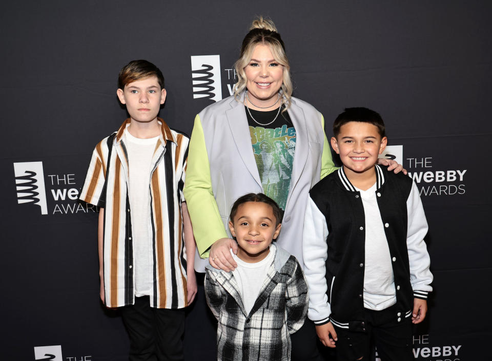 Kailyn Lowry attends the 27th annual Webby Awards at Cipriani Wall Street on May 15, 2023 in New York City with sons Isaac, Lincoln and Lux. (Jamie McCarthy / Getty Images)