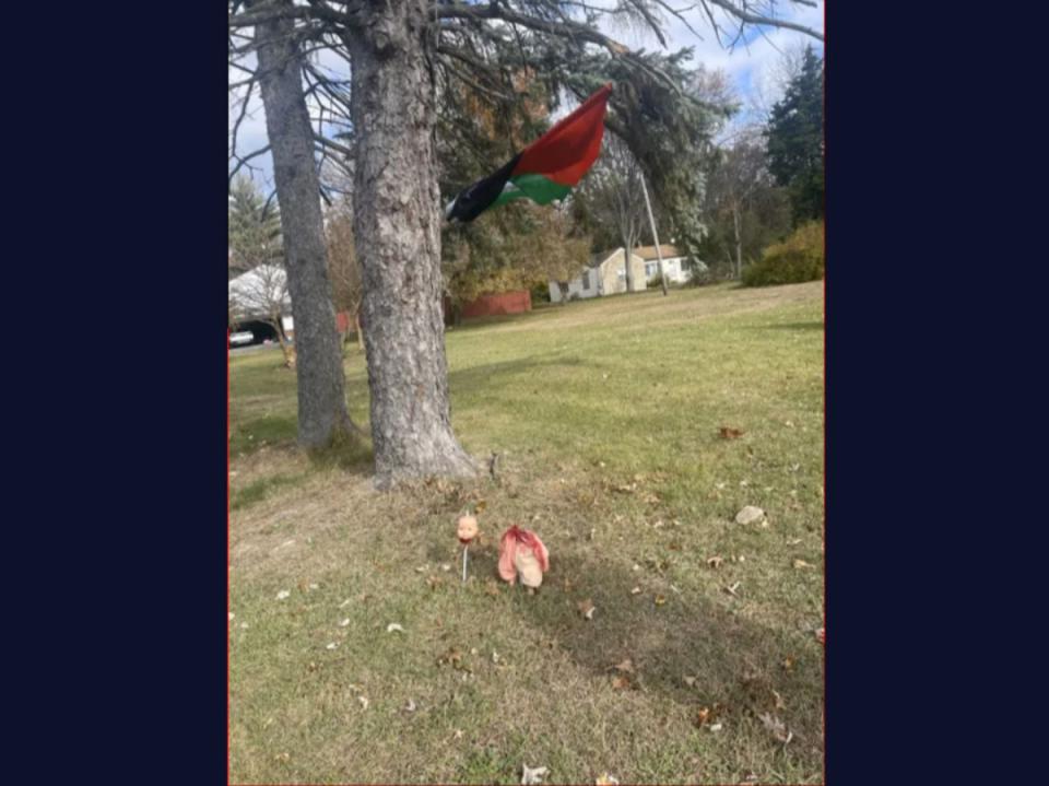 Police are investigating who left a decapitated baby doll with fake blood on its chest beneath a Free Palestine flag in Sylvania township, Ohio (CAIR)