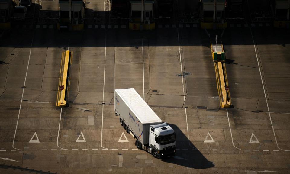 <span>Checks on goods arriving in the UK may be scaled back due to fears of delays at the border, at ports such as Dover.</span><span>Photograph: Daniel Leal/AFP/Getty Images</span>