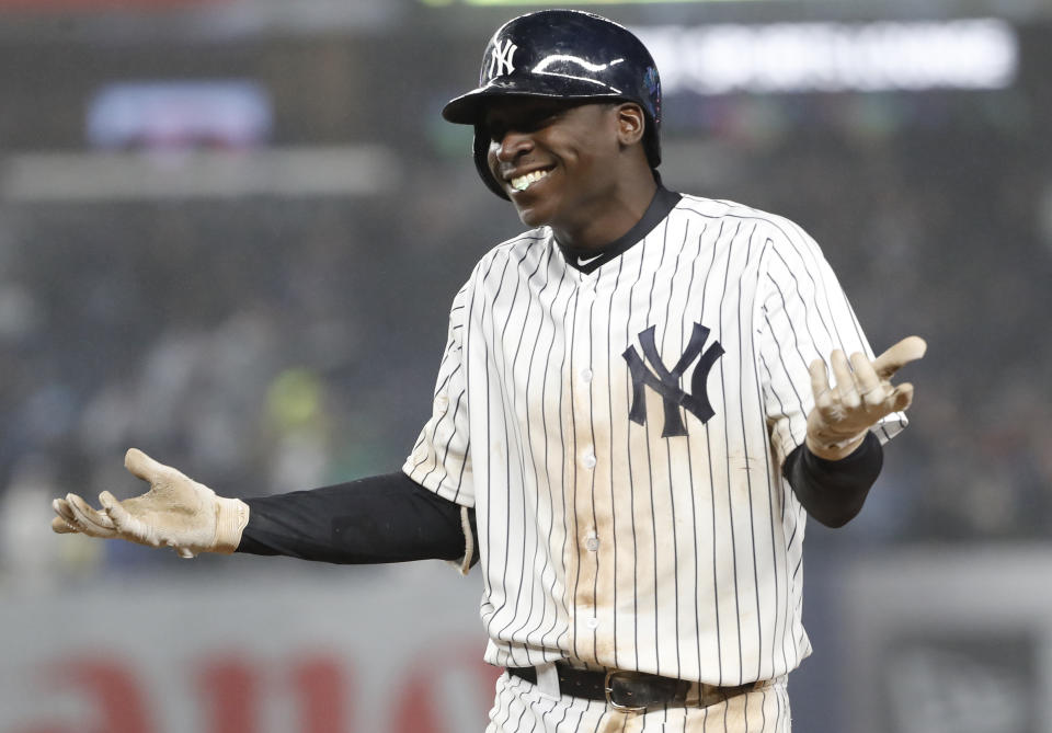 Thanks to a misspelling in a Didi Gregorius promotion, not all of the errors at Yankee Stadium were made by players Tuesday. (AP Photo)