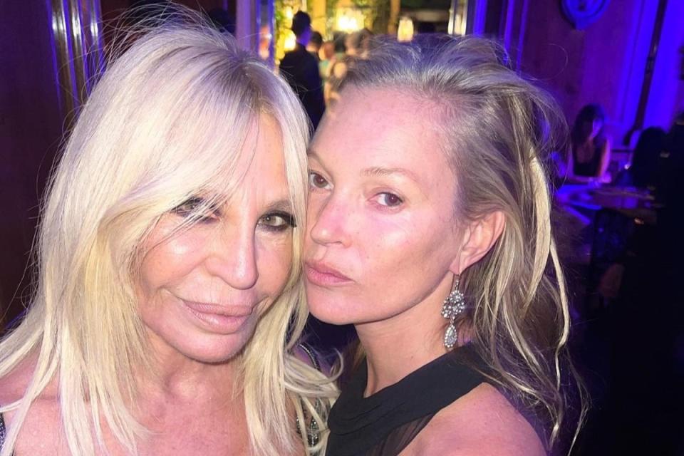 Donatella Versace and Kate Moss: Donatella Versace and Kate Moss in Milan (Instagram / edward_enninful)