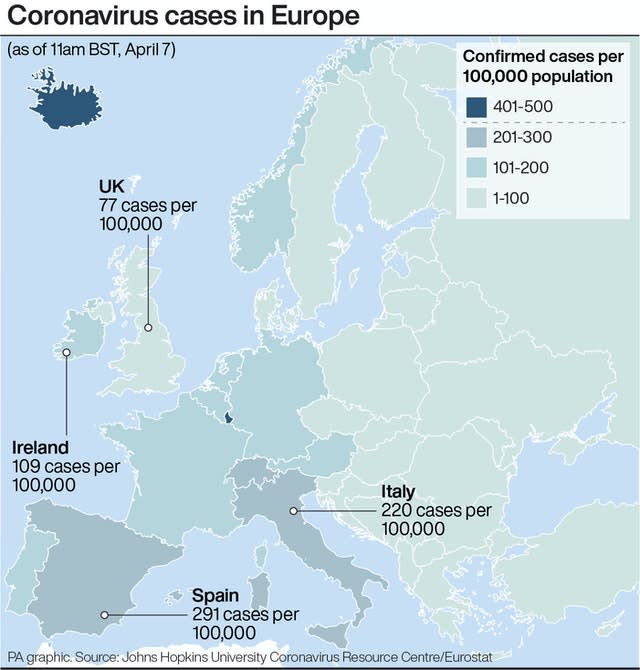 Coronavirus cases in Europe