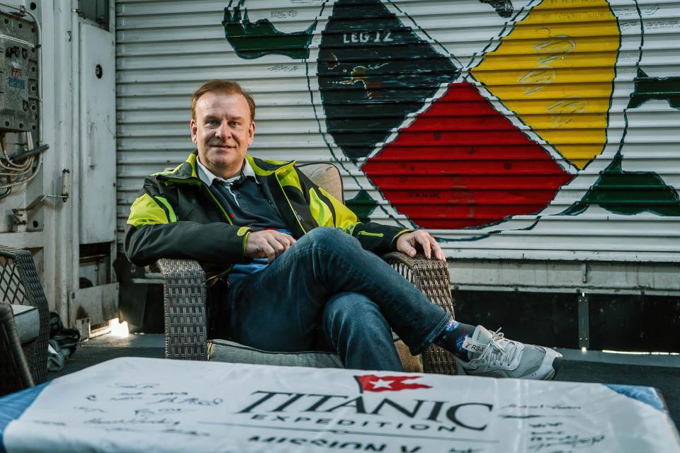 Billionaire British businessman Hamish Harding relaxes before his latest adventure - a deep ocean dive aboard the OceanGate 