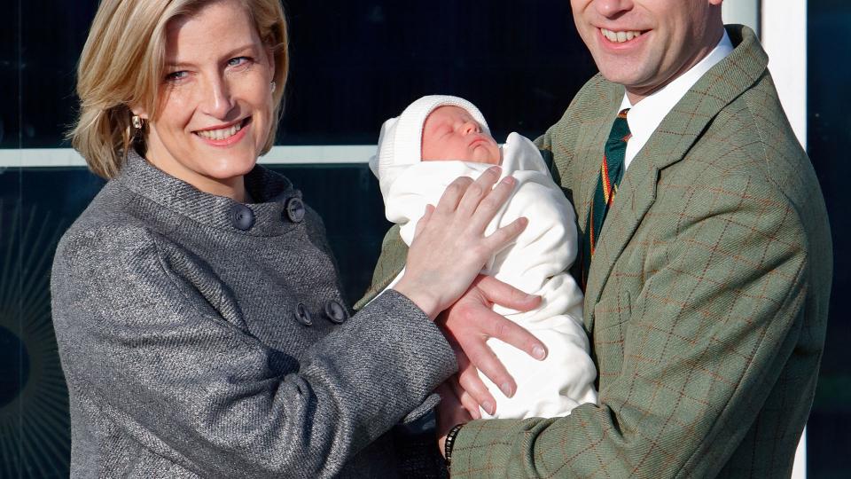 Sophie Wessex and Prince Edward holding their newborn son James in 2007