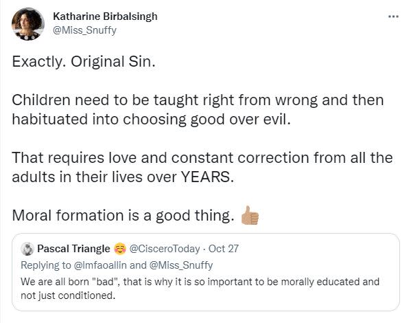 Birbalsingh's tweet said children should be 'habituated into choosing good or evil' (Twitter)