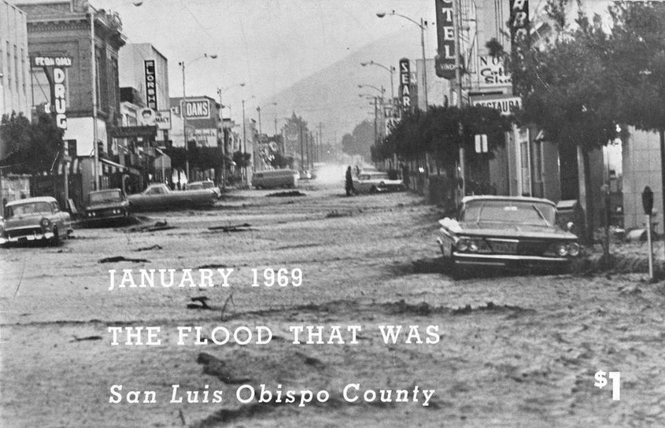 Higuera Street looking east from Chorro during the worst day of flooding Sunday January 19, 1969 flooding Photo by David Ethridge Tribune photos from a booklet produced by David Ranns