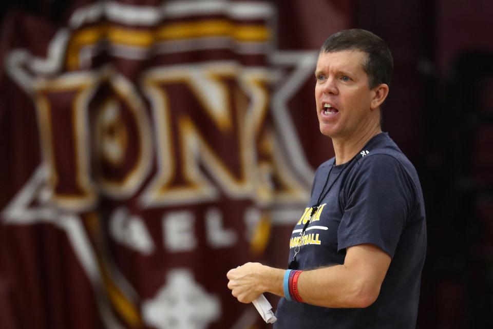 Iona University men's basketball coach Tobin Anderson conducts a practice in Hynes Athletic Center at Iona University in New Rochelle July 27, 2023. The former St. Thomas Aquinas Coach is replacing Rick Pitino, who left Iona for St. John's.