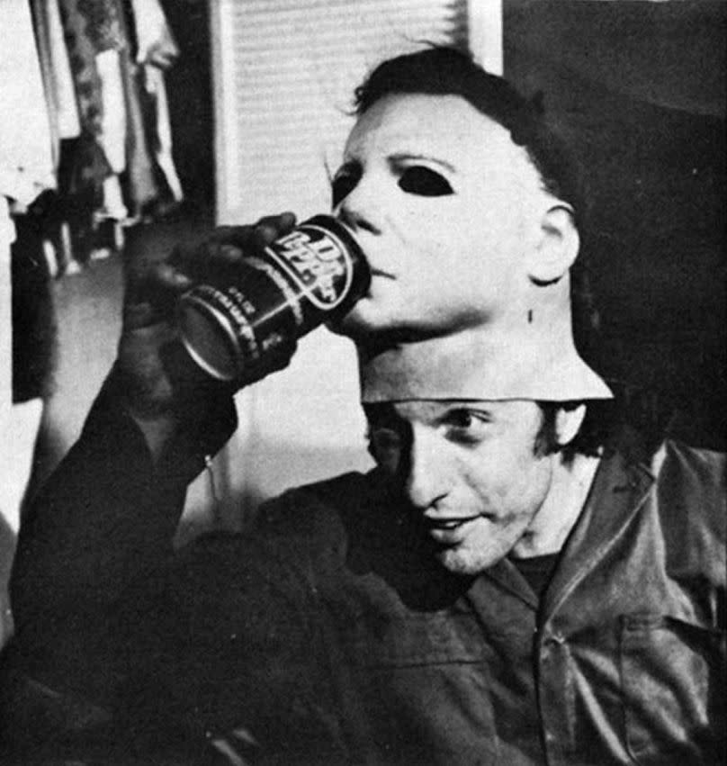 Nick Castle on the set of the original Halloween film