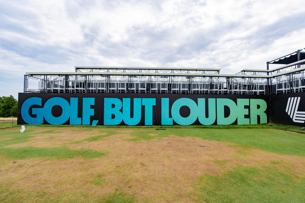 Jul 29, 2022; Bedminster, New Jersey, USA;  General course view during the first round of a LIV Golf tournament at Trump National Golf Club Bedminster. Mandatory Credit: John Jones-USA TODAY Sports