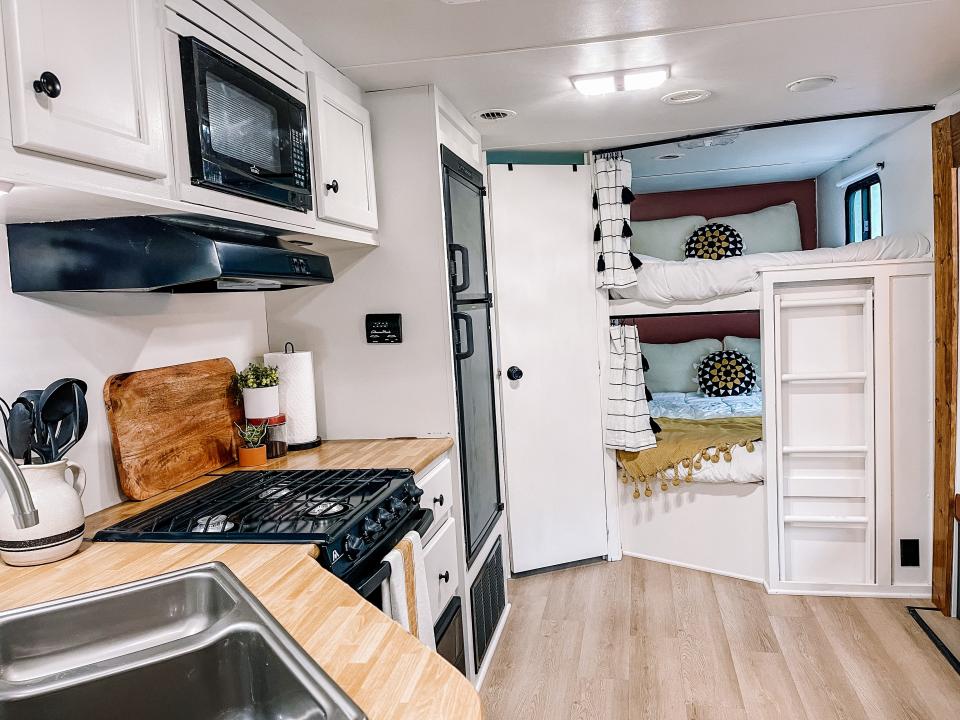 Paint and new flooring has given this camper a fresh and modern look. Fountain City, April 14, 2023