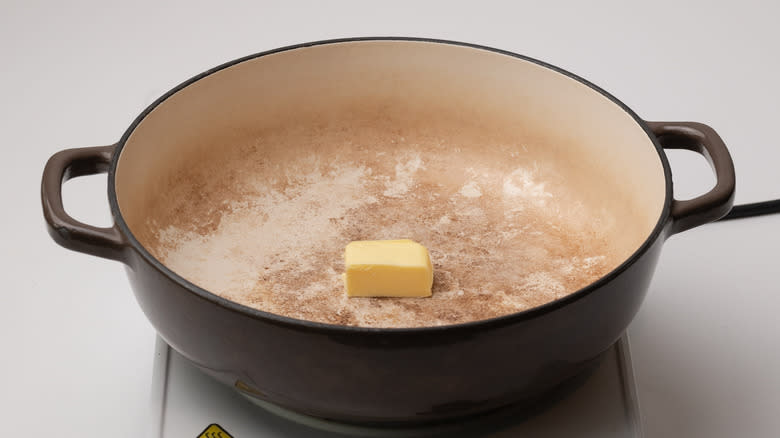 melting butter in a pan