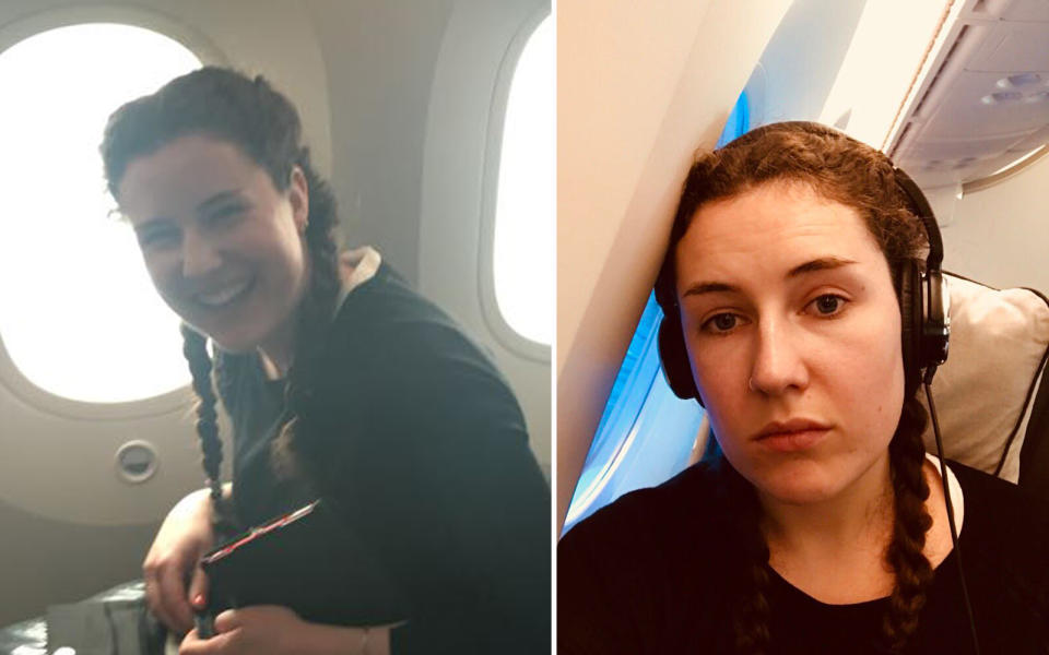 Before and after: Just boarded and just landed