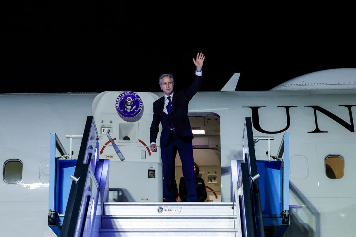 US Secretary of State Antony Blinken is pictured on 1 May in Tel Aviv (POOL/AFP via Getty Images)