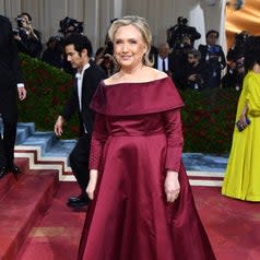 Hillary Clinton in an off the shoulder gown