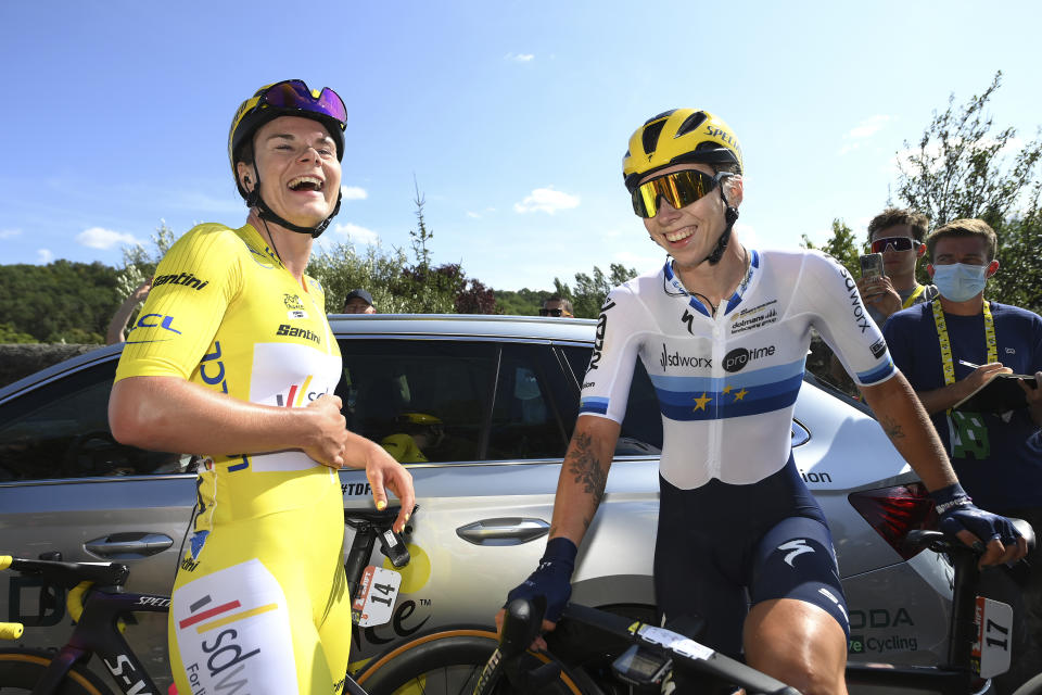 Lotte Kopecky and Lorena Wiebes after stage 3 of the 2023 Tour de France Femmes