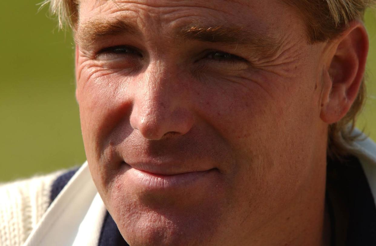 Former Australia cricketer Shane Warne on April 14, 2004. Shane Warne, one of the greatest cricket players in history, has died. He was 52. Fox Sports television, which employed Warne as a commentator, quoted a family statement as saying he died of a suspected heart attack in Koh Samui, Thailand. (Chris Young/PA via AP)