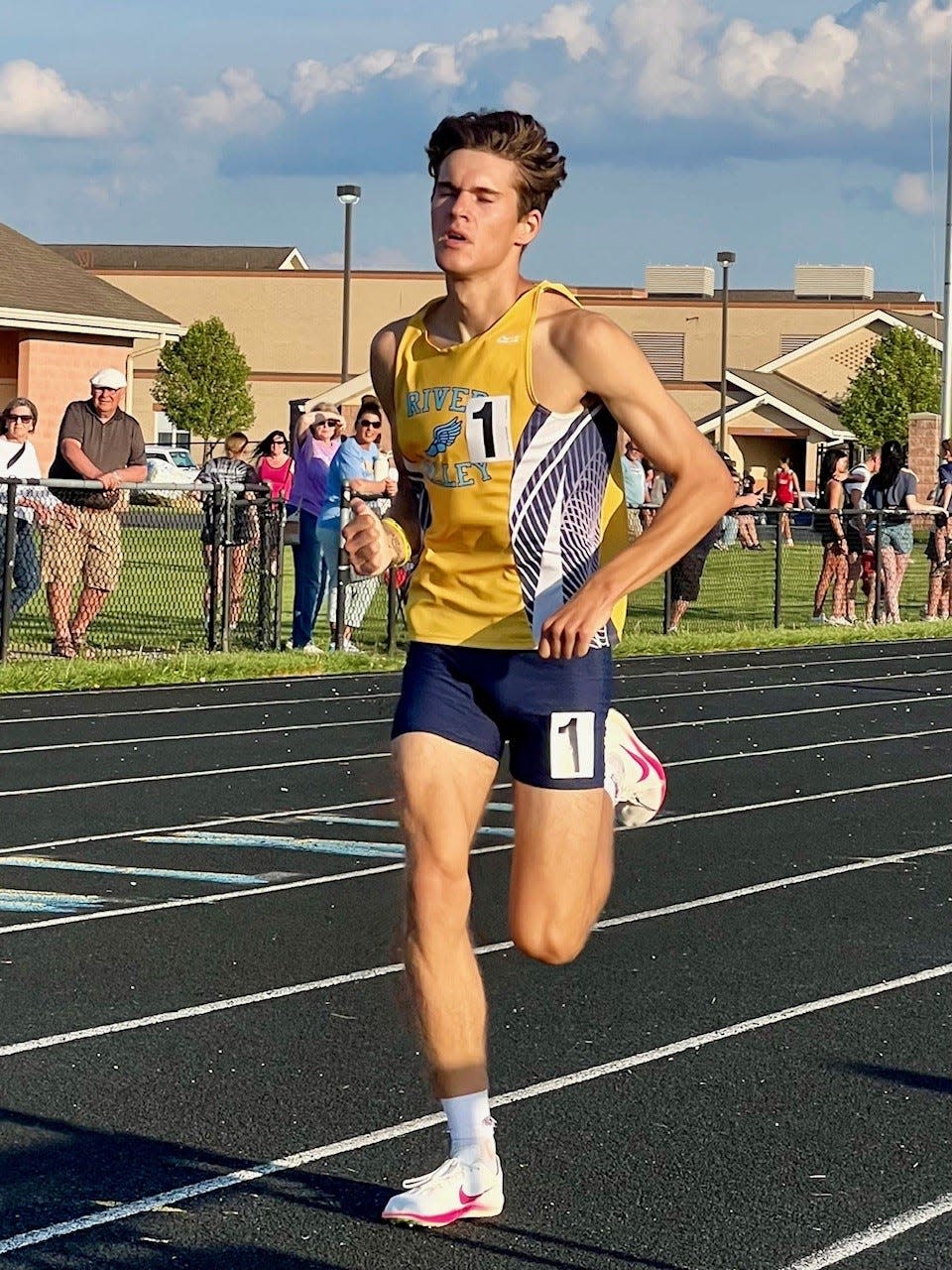 River Valley's Gabe Douce runs the boys 800 meters during the Marion County Track Meet at RV on Wednesday.