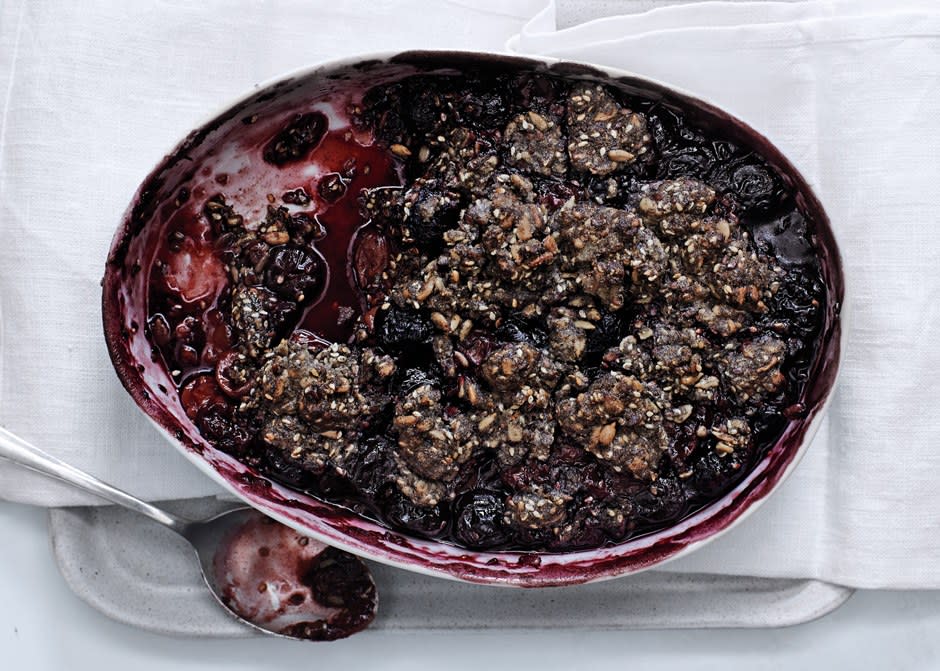 Sweet and Sour Cherry and Buckwheat Crumble