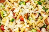 <p>Every summer spread needs a <a href="https://www.delish.com/uk/cooking/recipes/a30438961/chicken-pasta-salad/" rel="nofollow noopener" target="_blank" data-ylk="slk:pasta salad;elm:context_link;itc:0;sec:content-canvas" class="link ">pasta salad</a>. Especially if it's a <a href="https://www.delish.com/uk/cooking/recipes/a30438961/chicken-pasta-salad/" rel="nofollow noopener" target="_blank" data-ylk="slk:Chicken Pasta Salad;elm:context_link;itc:0;sec:content-canvas" class="link ">Chicken Pasta Salad</a>. Especially DOUBLE if it's inspired by a classic <a href="https://www.delish.com/uk/cooking/recipes/a43564003/chicken-caesar-salad/" rel="nofollow noopener" target="_blank" data-ylk="slk:Caesar Salad;elm:context_link;itc:0;sec:content-canvas" class="link ">Caesar Salad</a>.</p><p>Get the <a href="https://www.delish.com/uk/cooking/recipes/a29260396/chicken-caesar-pasta-salad-recipe/" rel="nofollow noopener" target="_blank" data-ylk="slk:Chicken Caesar Pasta Salad;elm:context_link;itc:0;sec:content-canvas" class="link ">Chicken Caesar Pasta Salad</a> recipe.</p>