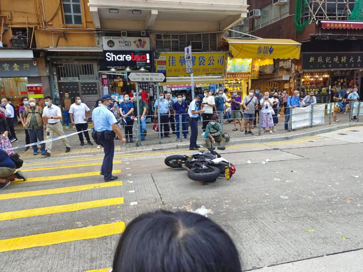 The Iron Knight in Sham Shui Po knocks down a passing woman and they both fall to the ground and are injured