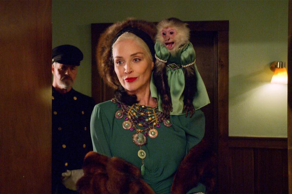 Sharon Stone (and her monkey!) in "Ratched." (Photo: Netflix)