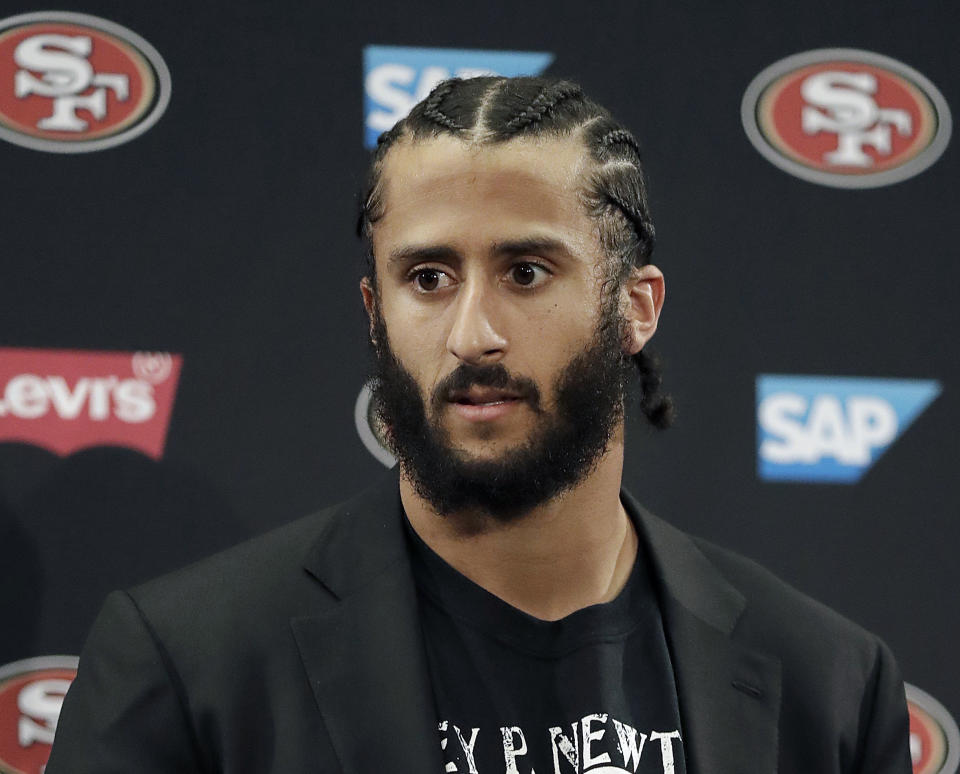 Former San Francisco 49ers quarterback Colin Kaepernick has filed a collusion grievance against the NFL. (AP)