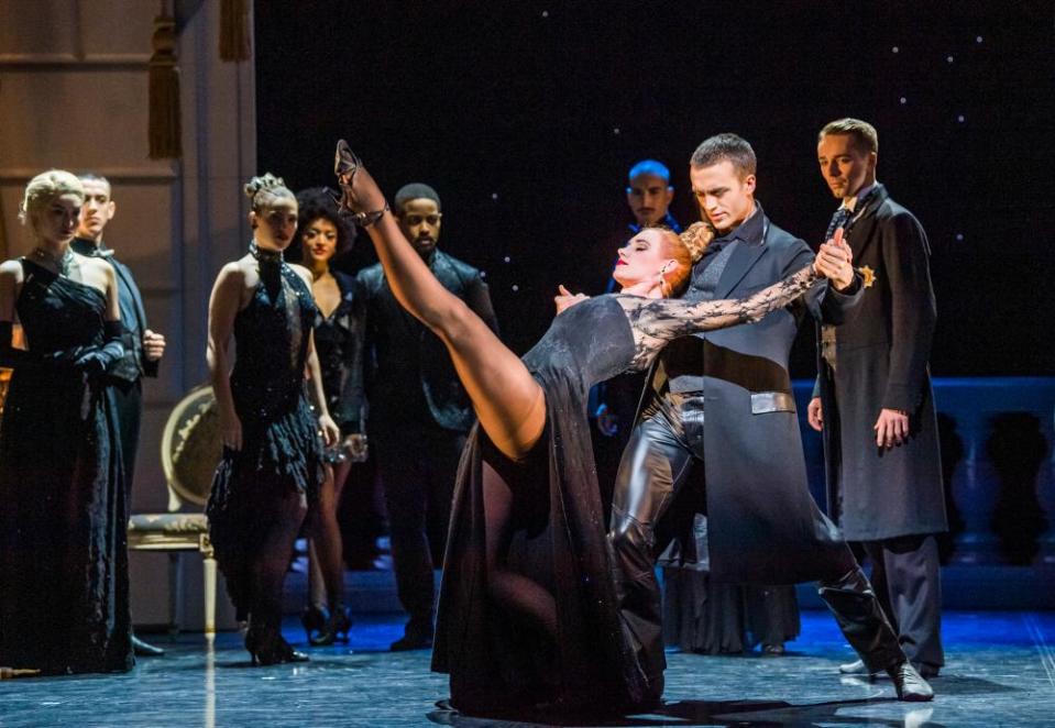 Zanna Cornelis (Romanian Princess) and Matthew Ball (The Swan) in Swan Lake by Bourne at Sadler’s Wells.