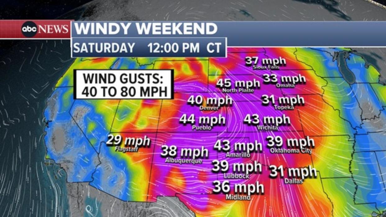 PHOTO: Windy weekend weather graphic (ABC News)