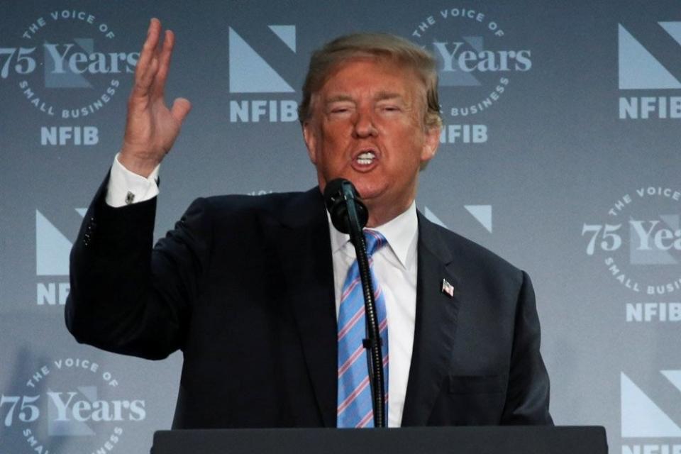 US President Donald Trump speaking at the National Federation of Independent Businesses on Tuesday: REUTERS