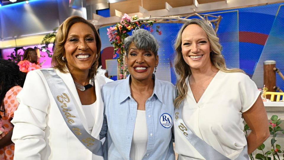PHOTO: GMA's 'Road to the Ring' celebrates co-anchor Robin Roberts and longtime partner, Amber Laign with a live bachelorette party today, on August 16, 2023, at Times Square Studios in New York. (Paula Lobo/ABC)