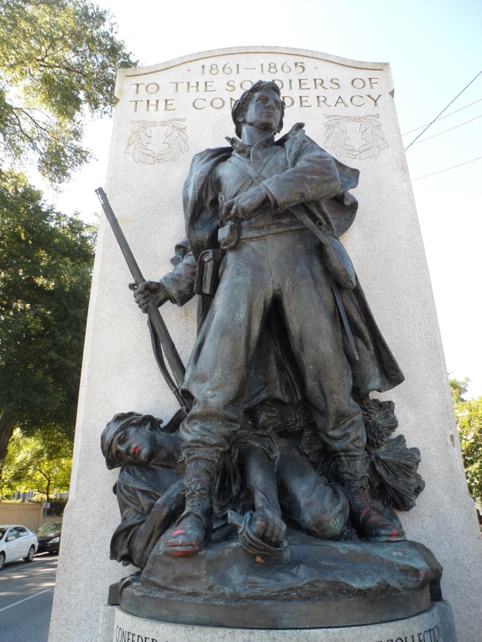 <p>Red paint is visible on the George Davis monument in Wilmington, N.C. on Wednesday, Aug. 16, 2017. North Carolina Gov. Roy Cooper called on Tuesday for the removal of Confederate monuments on public property around the state. (Photo: Julian March/The Star-News via AP) </p>