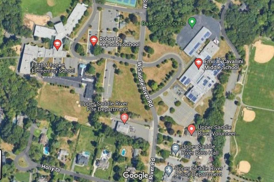 Upper Saddle River's three grade school buildings are clustered across the street from each other about 400 feet north of the borough police station on West Saddle River Road.