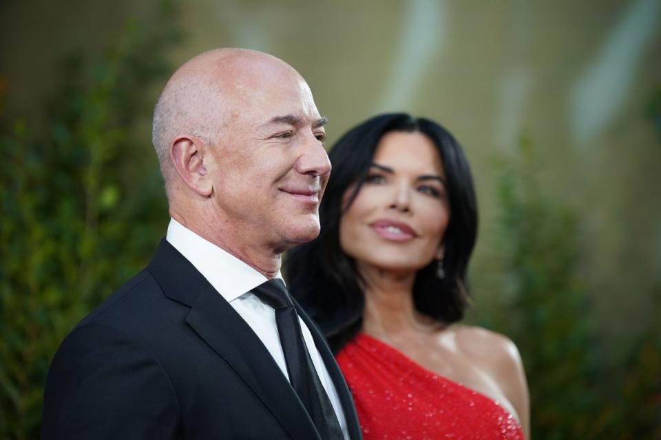 Jeff Bezos and Lauren Sánchez at the Rings of Power premiere in London, 2022 (PA)