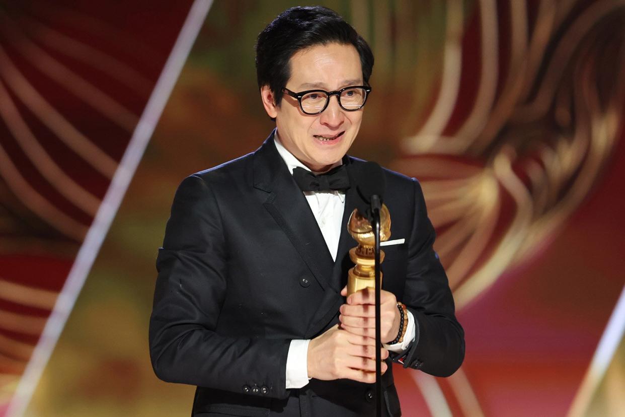 Ke Huy Quan accepts an award onstage at the 80th Annual Golden Globe Awards held at the Beverly Hilton Hotel on January 10, 2023 in Beverly Hills, California.
