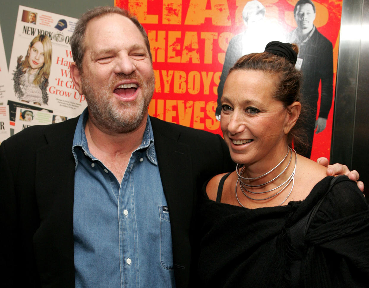 Producer Harvey Weinstein and designer Donna Karan attend the New York premiere of “The Hunting Party” at the Paris Theater on Aug. 22, 2007, in New York City. (Photo by Peter Kramer/Getty Images)