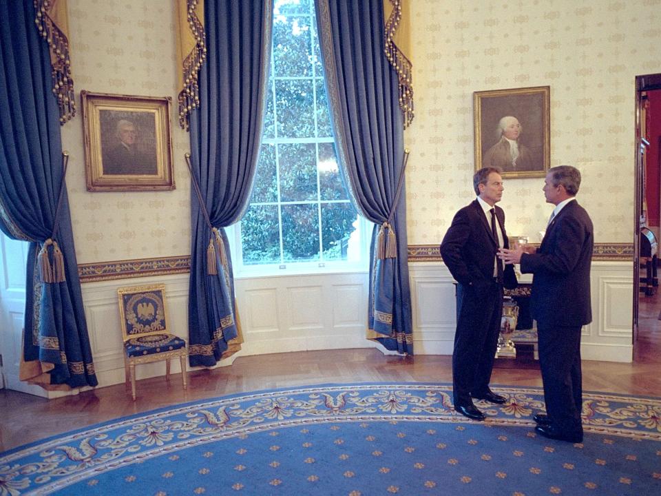 The Blue Room in the White House in 2001.